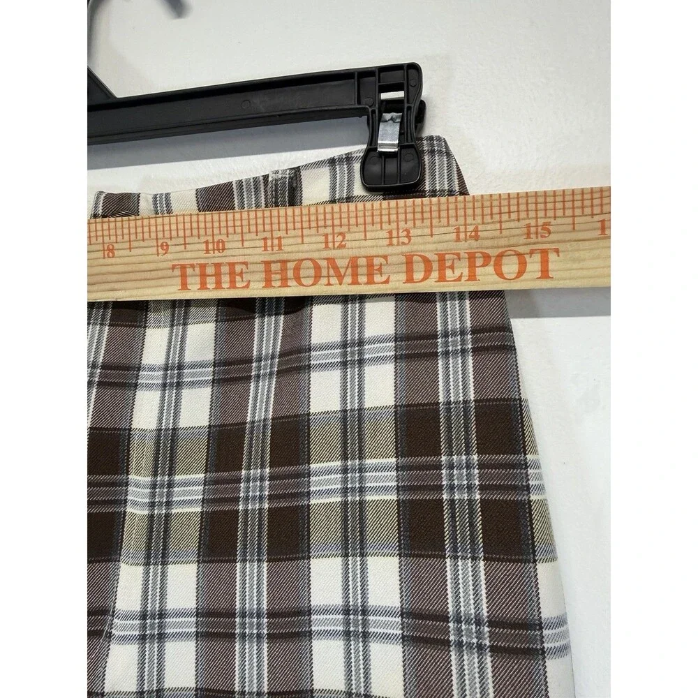Reformation Y2K Women’s Franklin brown Plaid Straight Leg Pants Rayon Sz 2 - Picture 6 of 16